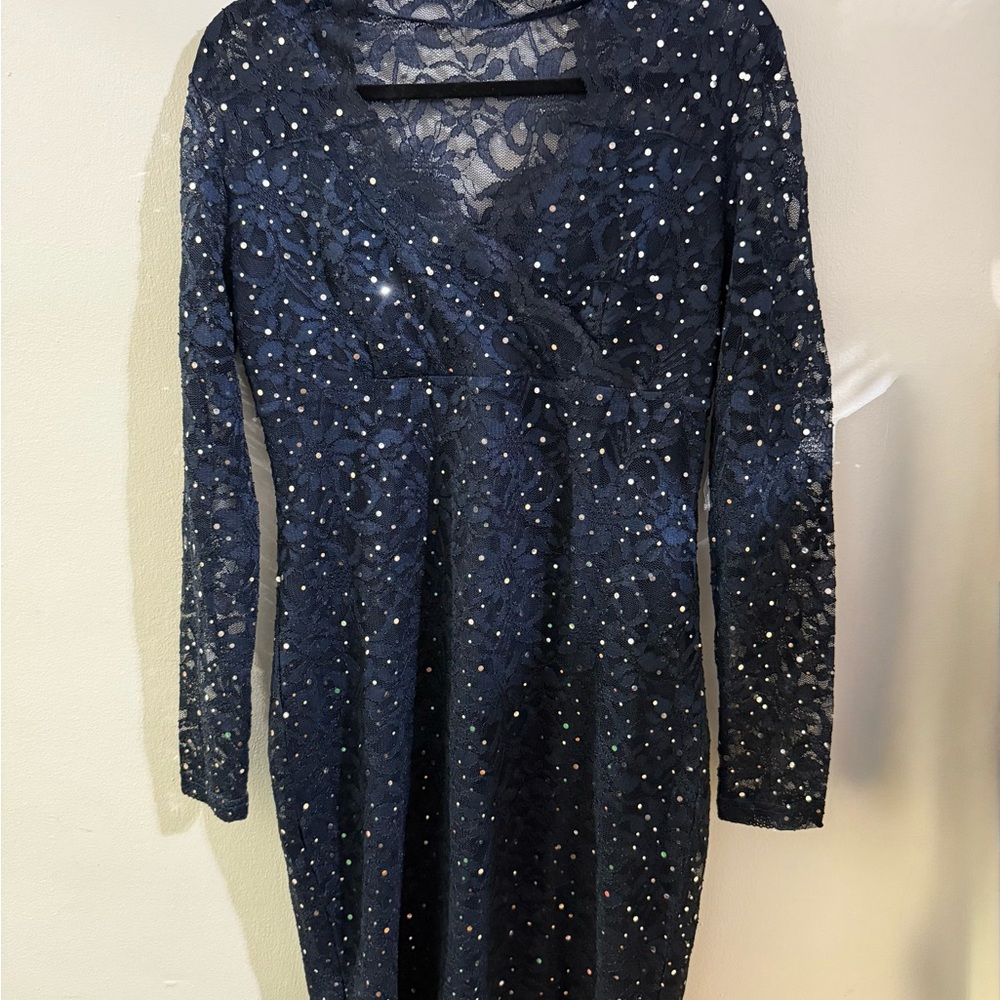 VENUS Black Sequin Lace Dress